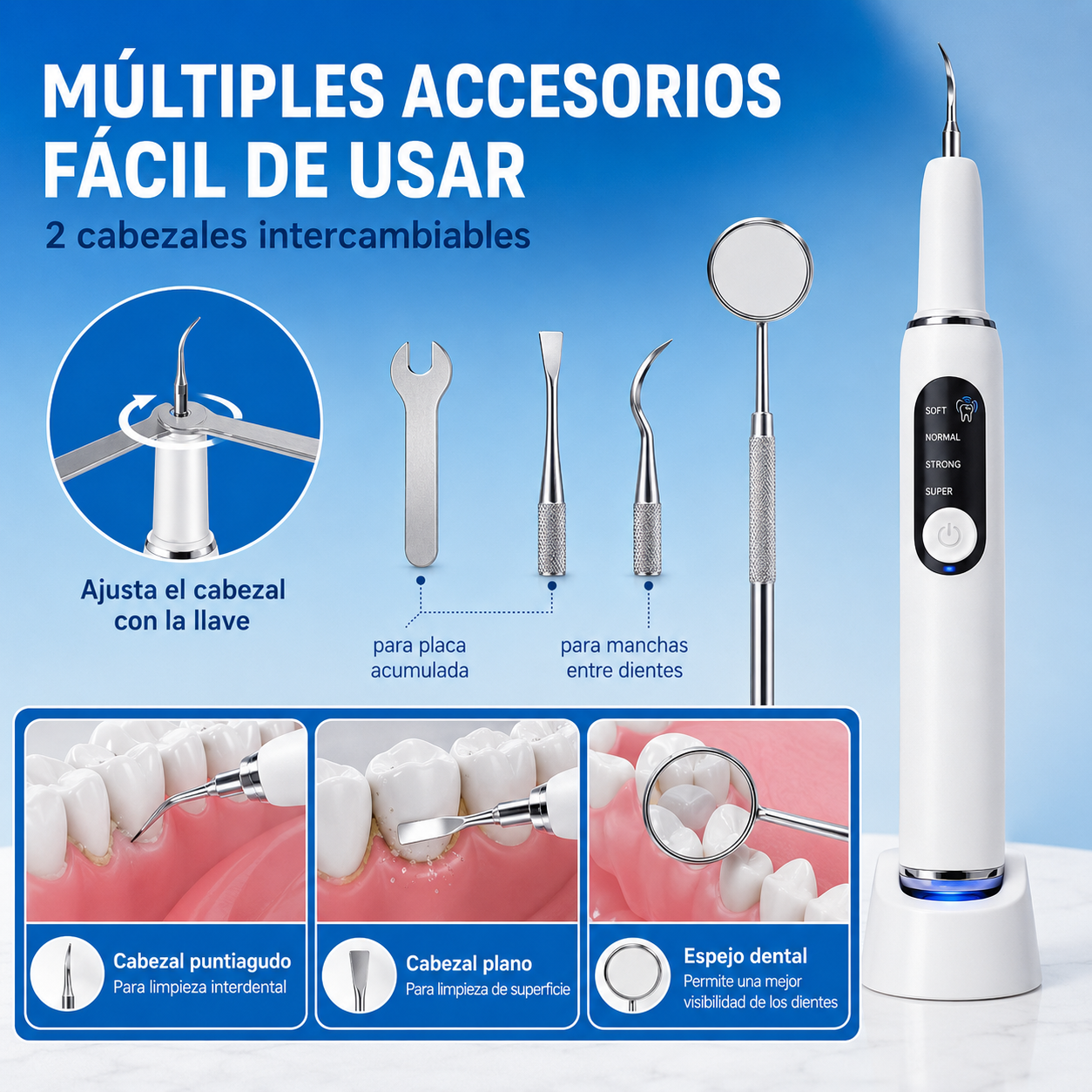 Limpiador Dental Ultrasónico con Luz LED
