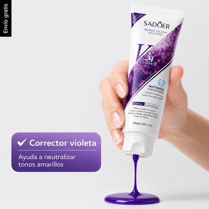 V34 Pasta Dental Blanqueadora SADOER- Elimina Manchas Amarillas