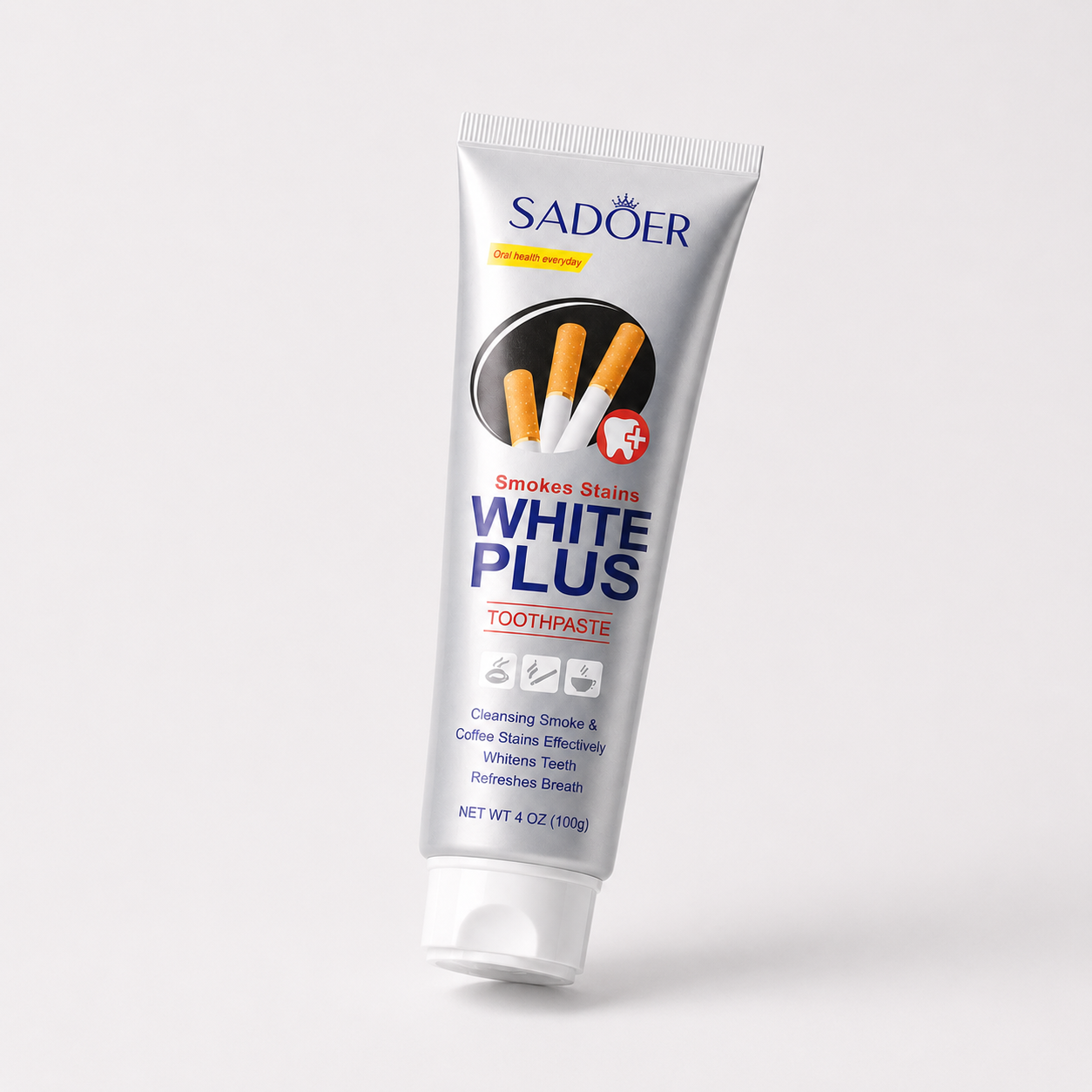 White Plus Anti Tabaco Pasta Dental SADOER- Manchas de Cafe, Te y Tabaco
