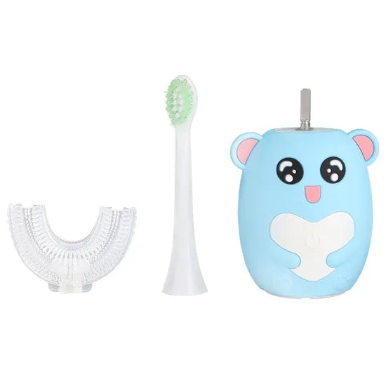 Cepillo dental eléctrico infantil JS505 koala azul, vista del cabezal en U